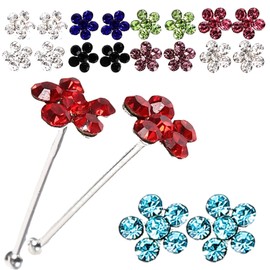 Holibanna 20pcs Crystal Flower Top Nose Body Jewelry Nose Rings Diamond CZ Nose