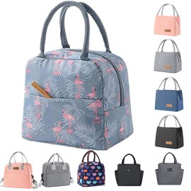 Insulated Lunch Bag, Flamingo Insulated Tote Bag Wide Open Insulated Cooler Bag Water-Resistant Thermal Leak-Proof Lunch Organizer for Adult Kids Outdoor Picnic Work (Flamingo)