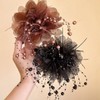 Feathered Bubble Bead Shark Fin Hair Claw Clip Bead Black 11cm [Camel Feather]- 10ea