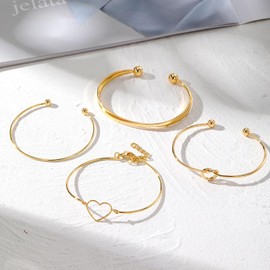 Stocking Stuffers Holiday Outfits for Women 2024 Gold Bracelets Set for Women Stackable Chain Bracelets Adjustable Bangle Cuff Bracelets Jewelry Gift