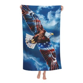 VANZEV American Eagle Beach Towel for Adults,Kids,Men, Boys, Girls, Women Eagle Bath Towel Print 52” x 32”Pool Towel Soft Plush Cotton Eagle Towel for Eagle Lovers American Towel