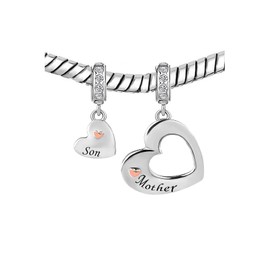 KunBead Jewelry Heart Mum Mothers Day Loving Mother and Son Birthday Gifts Baby Child Dangle Charms for Bracelets