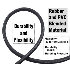 YOTOO Hybrid Lead-in Air Hose 1/2-Inch by 6-Feet 300 PSI Heavy Duty, Lightweight, Kink Resistant, All-Weather Flexibility with 3/8" Industrial Quick Coupler and Plug, Gray