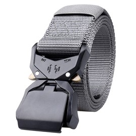 Cinturón Táctico De Estilo Militar, Cinturón De Nailon, Cinchas Tácticas Para Hombres, Correa De Cintura De Nylon De Alta Resistencia Cinturón De Servicio, Para Deportes, Golf, Al Aire Libre (Gris)