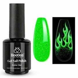 Beetles Gel Nail Polish, Luminous Green Glow in the Dark Gel Nail Polish Soak off Uv Led Nail Lamp Nail Art Manicure Salon DIY Home 0.5Oz