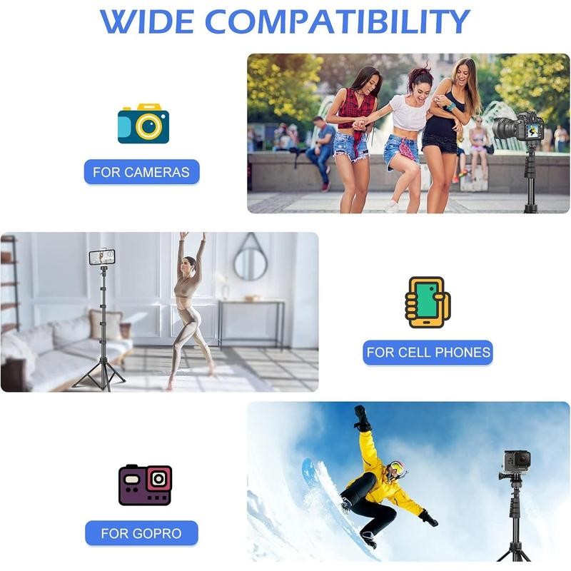 67" Phone-Tripod, Extendable Cell Phone Tripod Stand & Selfie Stick