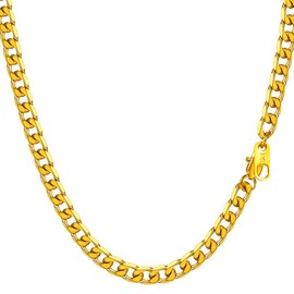 PROSTEEL Chains for Men 18 Inch Gold Chain Link Short Necklaces Stainless Steel Chains Yellow Gold Plated Necklace