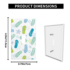 Pznen Cool Summer Light Switch Cover Blue Flip-Flops Beach Single Toggle Wall Plate 1 Gang Switchplate Home Decor for Bedroom Bathroom 4.5"x 2.76"
