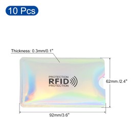 PATIKIL RFID Blocking Credit Card Sleeves, 10 Pack Contactless Protector Holder for NFC Purse, Laser Silver