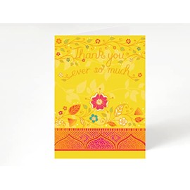 Thank you Card. Bright Colour Greeting Card, Blank inside, Suitabe for all recipients, Embossed with Gold foiling. Thank you Ever So Much