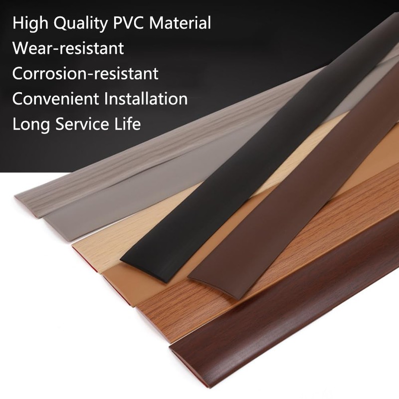 Maple, Flat Laminate to Tile Threshold Bar, PVC Transition Profile,