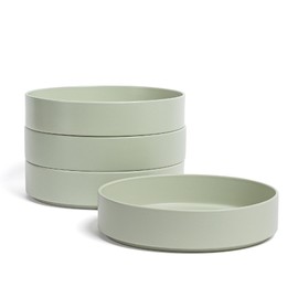 over&back Stackable Dinner Bowl Set - Stoneware Dishes - Comes with 4 Dinner Bowls - All-Occasion Place Settings Perfect for Pasta, Salads, Snacks - 8.3" x 8.3" x 1.9" - 40oz - Semi-Matte Sage