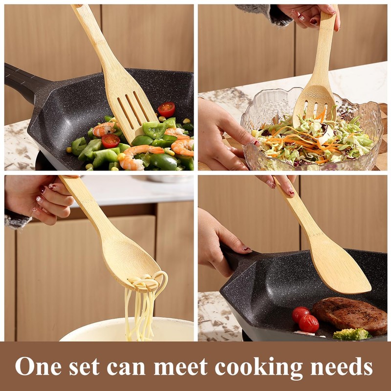 Berglander Wooden Kitchen Utensils Set 6 Pcs, Cooking Utensil Sets，