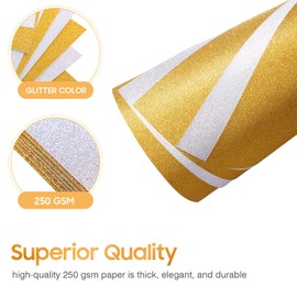 Ultnice 10 Sheets A4 Glitter Paper for Crafts (Silver & Gold)