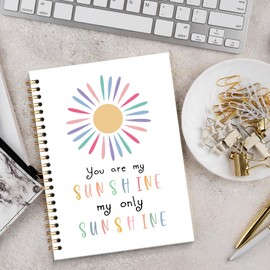 DILSJ Boho Sunshine Rainbow Notebook Journal, You Are My Sunshine You Make Me Happy Kids Journals Notebooks for Note Taking, Boho Hardcover Spiral Notebook Journal, 5.5x8.3 Inch, Notebooks & Writing Pads, Spiral Notebooks