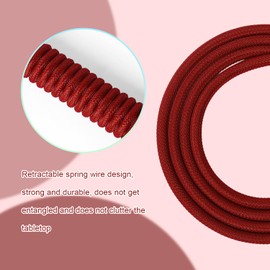 ATTACK SHARK C01 PRO Coiled Keyboard Cable, Custom Coiled USB C Cable for Mechanical Gaming Keyboard,Type-C to USB-A Metal Aviator Cable,Double-Sleeved Braided Charging Keyboard Cable for Mac,PC-Red