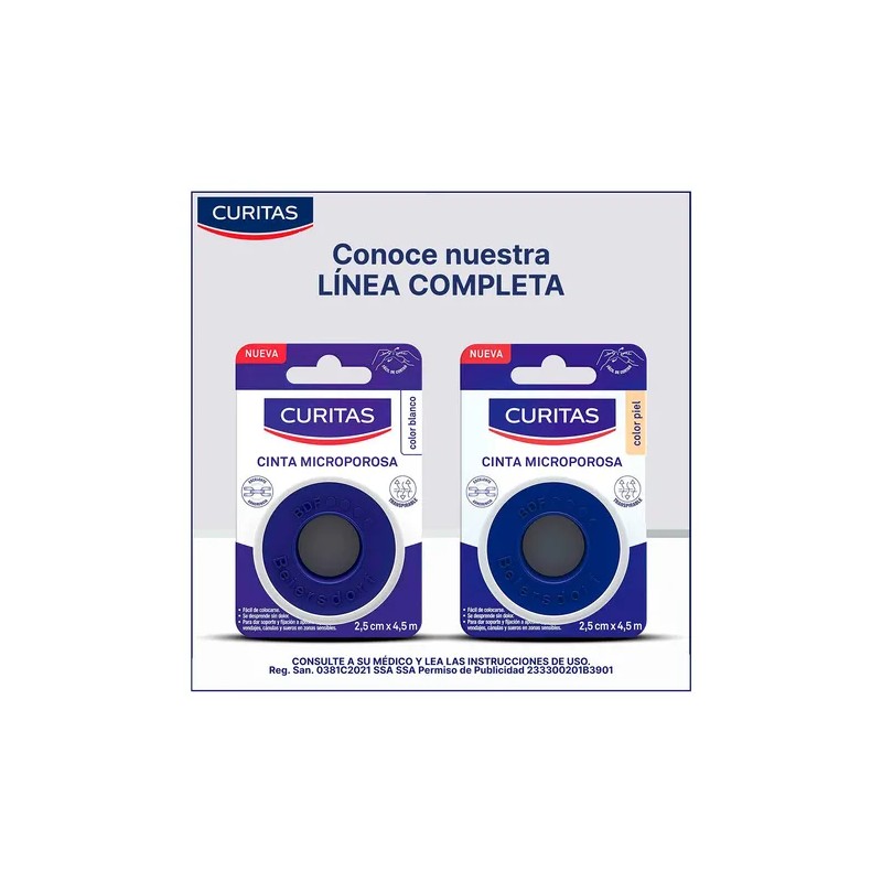 Cinta Microporosa Curitas Color Piel De 2.5cm X 4.5m