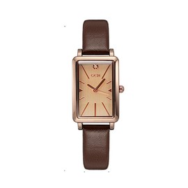 TOOCAT Women Wrist Watch Mini Ultra-Thin Elegant Simple Square Quartz Watches with Leather Strap 30M Waterproof Analog Watches for Females Students Ladies (Coffee Rose Gold)
