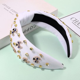 NVENF Derby Headbands Accessories for Women Beaded Horseshoe Headbands Riding Suit Knotted Headbands Jeweled Top Knot Hairband Kentucky Derby Horse Racing Hair Accessory Outfits (Horseshoe B-White)