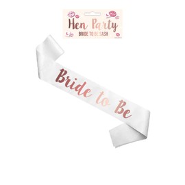 Henbrandt Single White and Rose Gold Bride to Be Sash Hen Party Accessories Team Bride White Party Sashes Bachelorette Party Hen Night Bridal Shower Wedding Shower Accessory