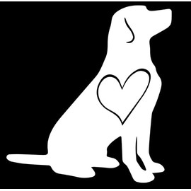 Lab with Heart Decal Dog Lover Labrador Retriever | White | Made in USA by Stick This! | Sticker for Car or Truck Windows, Laptop, Water Bottle, Tablets etc. | 4.25" x 4.75" |