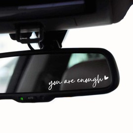 WCDHOR 2 x You Are Enough Rearview Mirror Decal Water Bottle Stickers Affirmation Reminder Sticker Laptop Bumper Sticker Tumbler Vinyl Sticker Car Mirror Decal (You Are Enough, White)