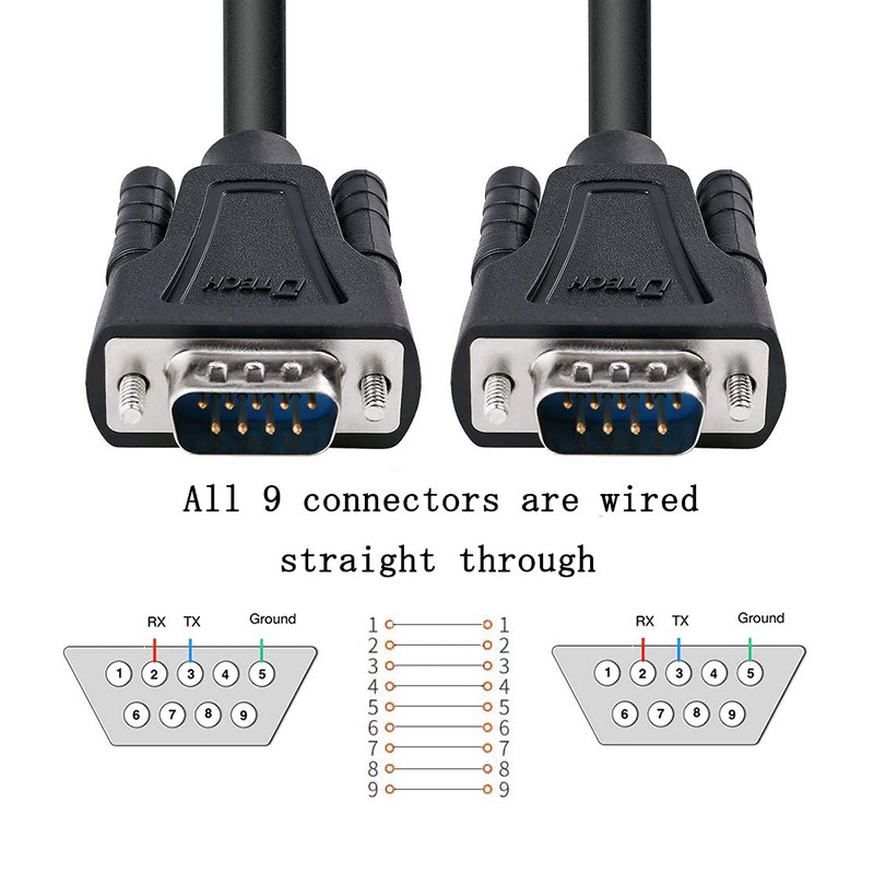DTECH RS232C Serial Cable, 2m Straight Cable Male to Male