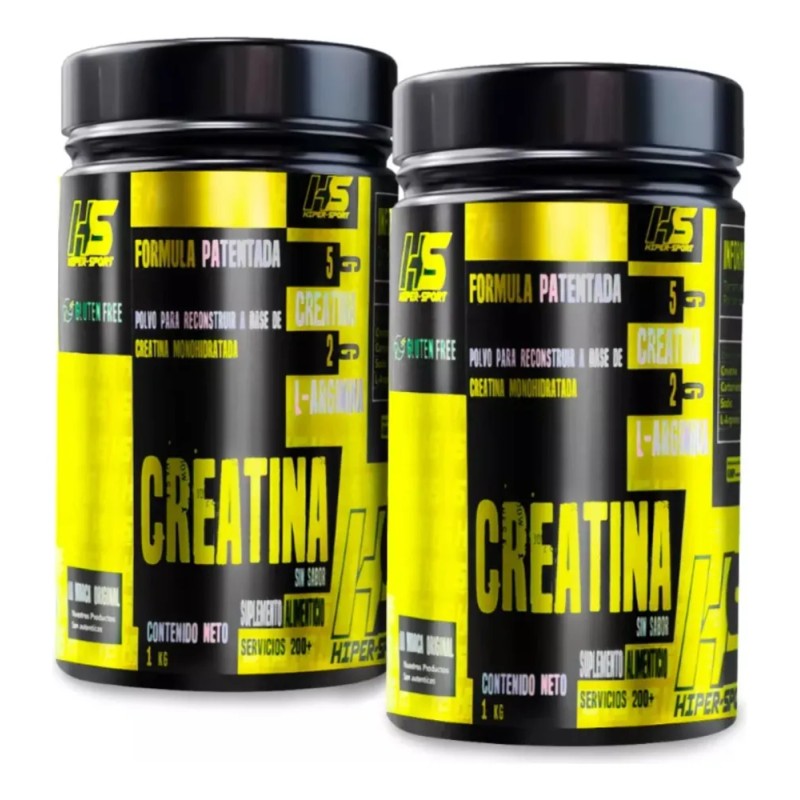 Creatina Monohidratada Hiper Sport 1 Kg C/u 2 Piezas Sabor