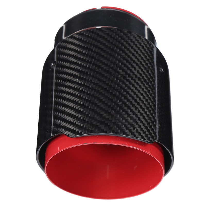 Universal Exhaust Tip Tail Throat Glossy Carbon Fiber Red Pipe