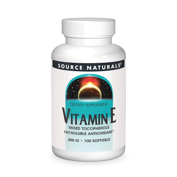 Source Naturals Vitamin E, Mixed Tocopherols 400 iu Fat-Soluble Antioxidant - 100 Softgels