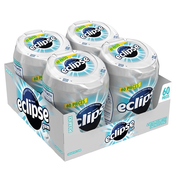 ECLIPSE Gum Polar Ice Sugar Free Chewing Gum 60-Piece Bottle (4 Pack)