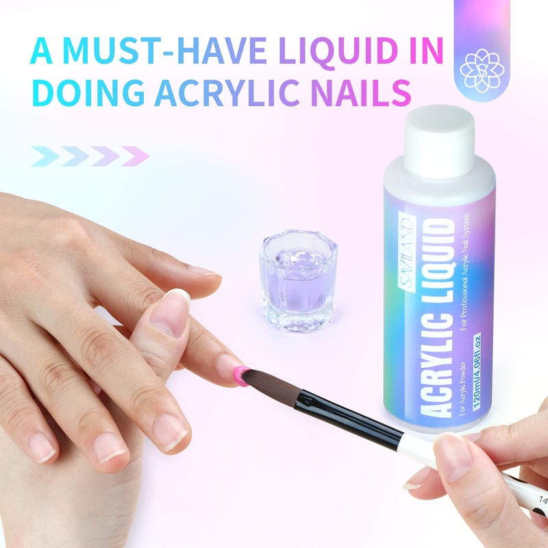 SAVILAND Acrylic Nail Kit with Drill: Professional 0.5Oz Clear/White/Pink Acrylic