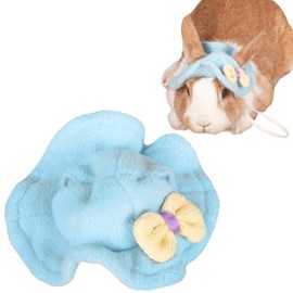 Guinea Pig Clothes,Rabbit Harness,Ferret Bunny Clothes with Pet Rabbit Harness and Leash Mini Hat Bag Cute Brooch for Kitten Small Animal Collars (Blue)