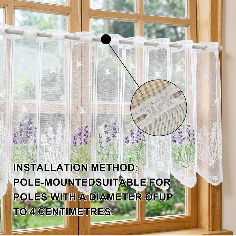 suction Cafe Curtains, Kitchen Curtains for Windows, Lace Curtains with
