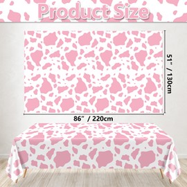 Hegbolke 4 Pack Pink Cow Print Tablecloths, 86.6 x 51.2 Inch Cow Tablecloth Rectangular Cow Table Cover Baby Shower Disco Birthday Party Decorations Supplies