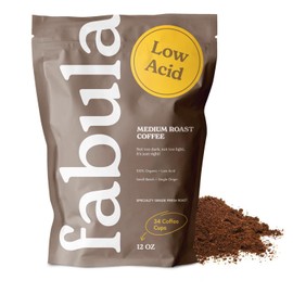 Fabula Low Acid Coffee, USDA Organic Ground Coffee Medium Roast - Non GMO - No Molds - Mycotoxins Pesticides Free - Single Origin Coffee - 12 oz