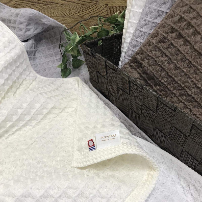 Imabari Towel Face Towel, Set of 5, Waffle Weave, Off-White,