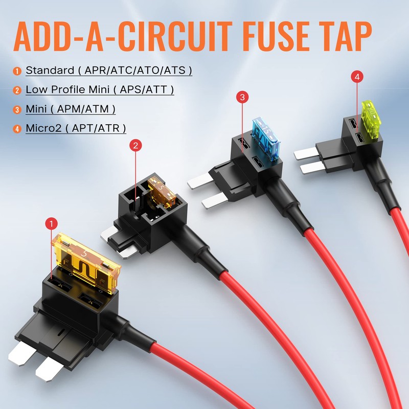 RVBOATPAT 16pcs 12V Fuse Taps Low Profile Mini Micro2 Fuse