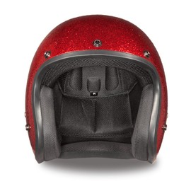 Daytona Cruiser Helmet - Red Metal Flake - Lightweight 3/4 Shell Motorcycle Helmet with Removable Gloss Black Bubble Visor Added - Bluetooth Compatible - L- 2.30 Pounds