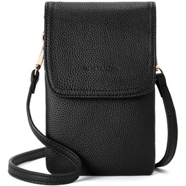 BOSTANTEN Vegan Leather Small Crossbody Bags for Women Designer Cell Phone Bag Wallet Purses Adjustable Strap Classic Black