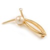 Gold Plated Loop with Faux Pearl Brooch - 50mm L