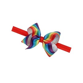 Rainbow Flower Headband Baby Girls Rainbows Floral Hair Band Flower Headwear BBG35 (B0-Ribbon Bow)