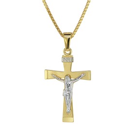 trendor Crucifix Gold 333/8 Carat with Plated Necklace for Men and Women, Gold Pendant, Timeless Cross Pendant Made of Real Gold 08566, Gold