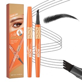 Upgrade 4-Spitzen Augenbrauenstift Wasserfest, Microblading Brow Pen für Natürliche Härchenlinien, Wischfester Augenbrauenstift für Definierte Brauen (Schwarz)