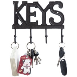 FairyCity Key Holder Wall Mounted Key Hooks for Wall Decorative with 4 Hooks Metal Key Organizer Rack Hanger for Entryway, Front Door, Hallway, Office with Screws and Anchors (6008Black)
