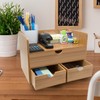 Sorbus 3-Tier Bamboo Shelf Organizer for Desk with Drawers -