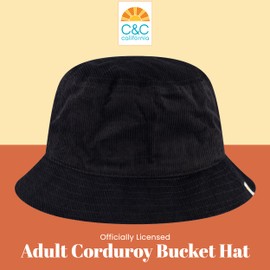 C & C California Bucket Hat, Corduroy Cotton Packable Travel Hat, Wide Brim Summer Hat, Black, One Size, Black, One Size