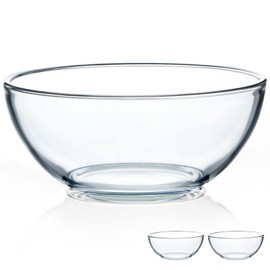 NUTRIUPS 8 Inch Glass Bowls, Microwavable Glass Bowl Set of 2, Clear Tempered Glass Salad Bowls for Kitchen Microwave and Oven Safe