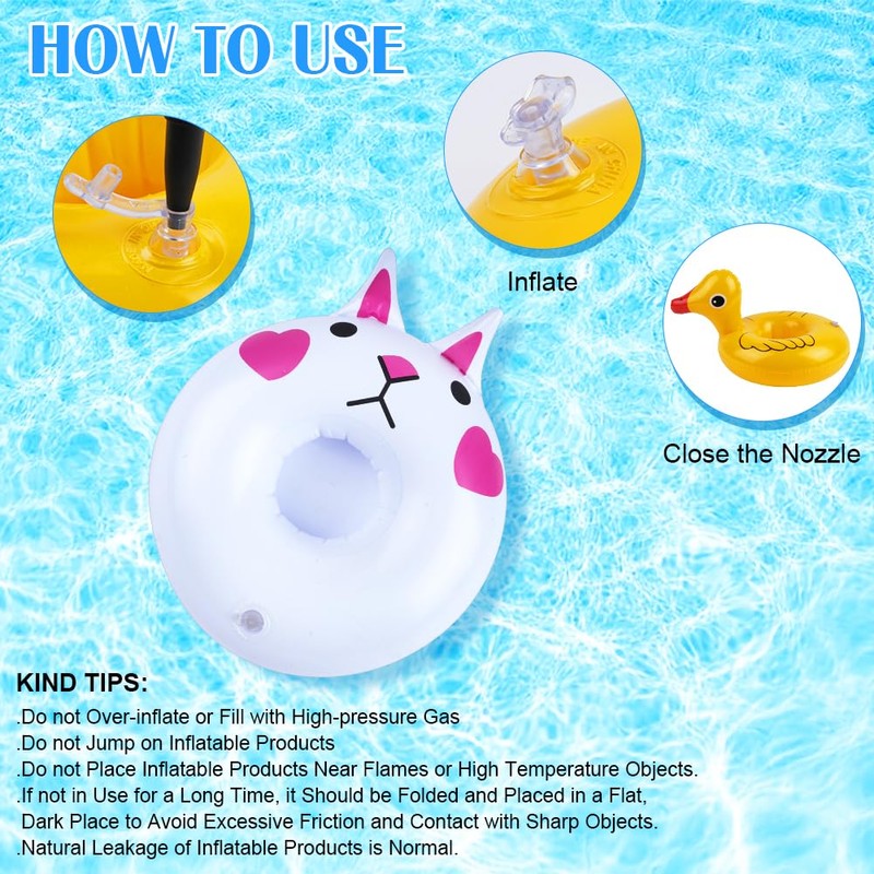 AUYAO Inflatable Drink Holder, Pack of 8 Inflatable Floating Coasters,