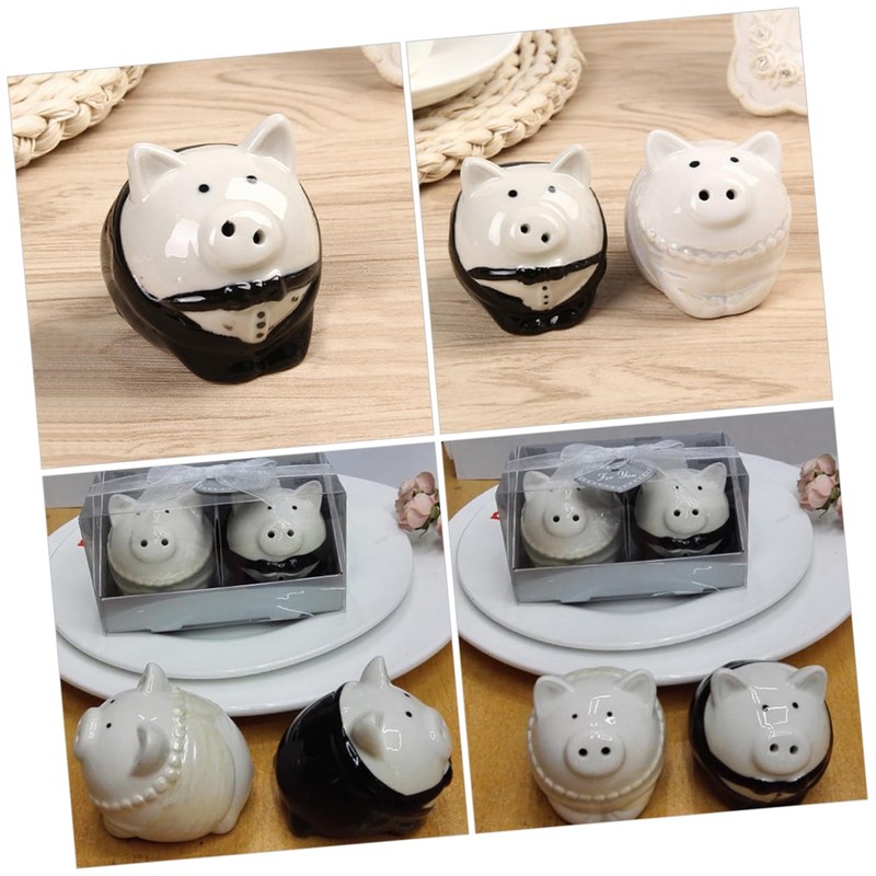 LABRIMP Ceramic Pig Jar Wedding Seasoning Pot Pig Pepper Salt